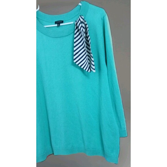Talbots XL Green Silk Tie Neck Sweater Old Money Coastal Grandma Preppy - Picture 3 of 8